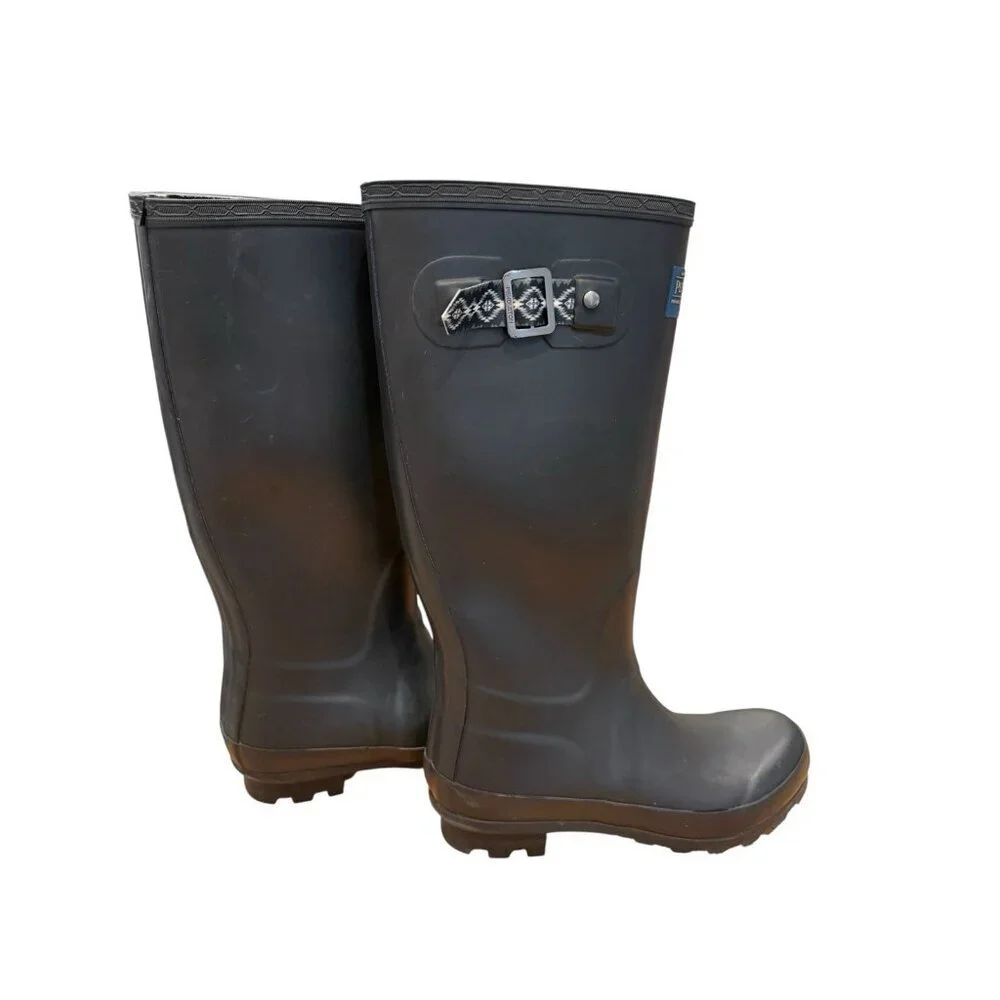 Pendelton Tall Classic Rubber Rain Boots With Buckle Womens Sz 6 Good Condition